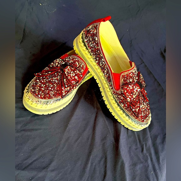 Brand new rhinestone glitter platform sneakers ladies size 9 - Picture 2 of 6